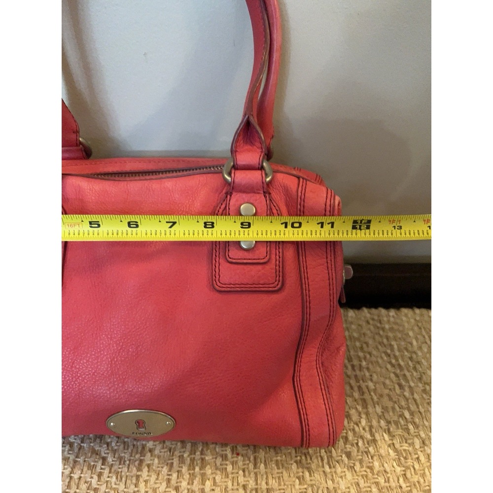 Vtg FOSSIL Long Live Marlow Satchell Handbag Pink Pebble Leather Gunmetal - Picture 6 of 12